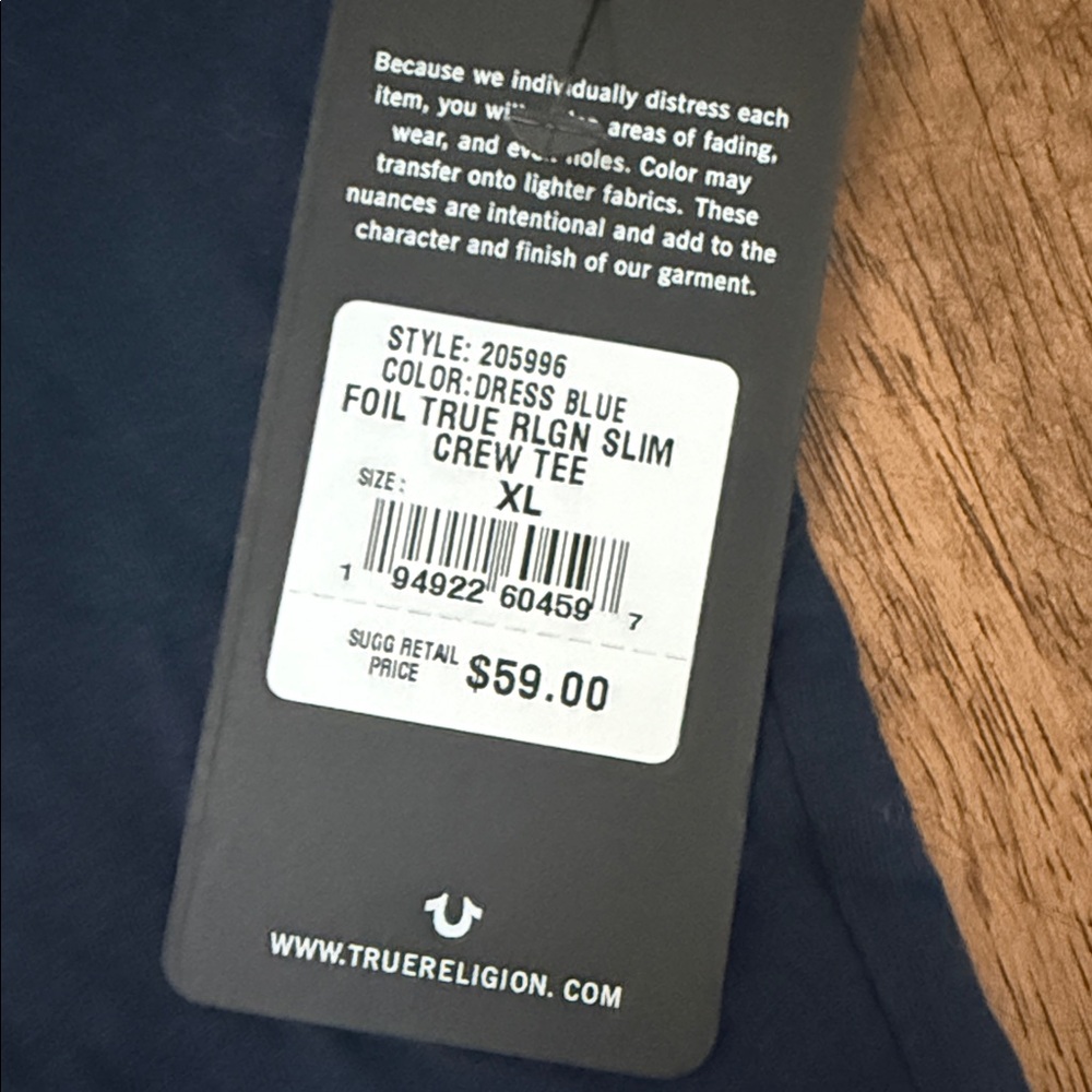True Religion Navy Short-Sleeve Logo Graphic Tee with Yellow Script - Picture 4 of 4